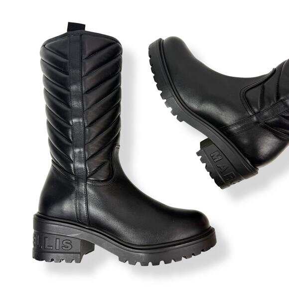 New Italian MARC ELLIS black leather motorcycle platform combat boots - Picture 6 of 16